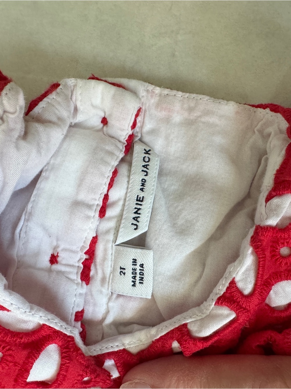 Janie and Jack Red Eyelet Romper - Picture 6 of 8